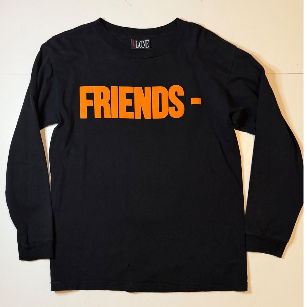 VLONE Friends Long Sleeve TShirt Mens Small Black Orange Tee